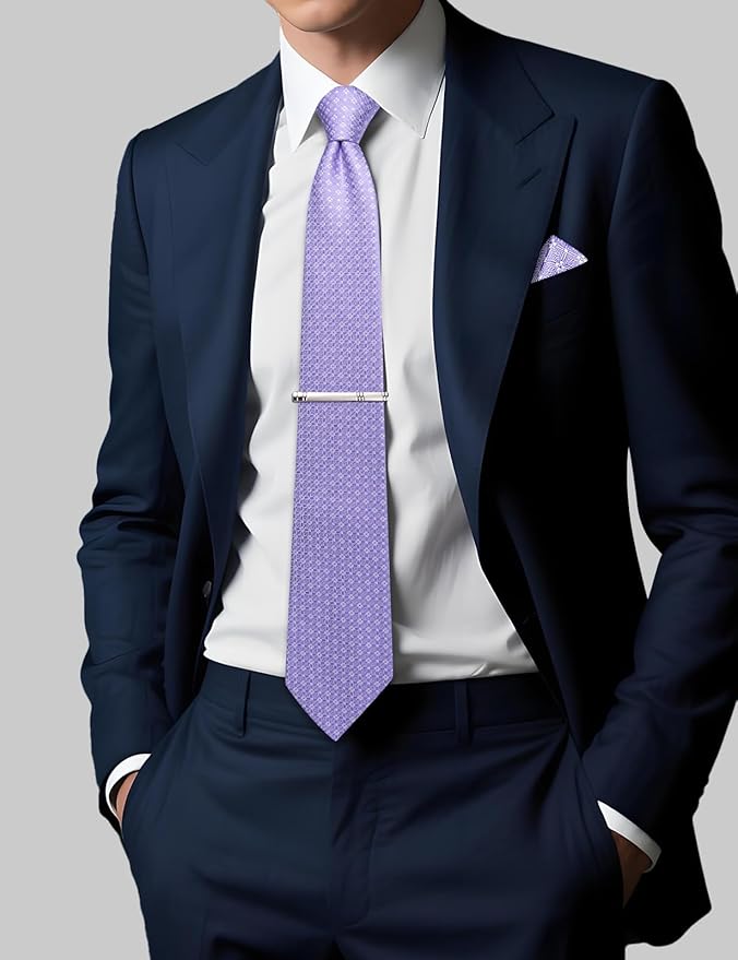 DiBanGu Mens Extra Long Tie 70inches Necktie and Pocktie Square Cufflinks Silk Ties for Tall Men with Tie Clip Wedding Party