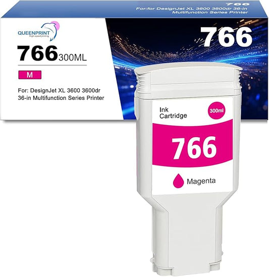 766 Ink Cartridge Magenta P2V90A 766 M DYE Ink Replacement for 766 Ink Cartridge for DesignJet XL 3600 3600dr Series Printer Ink 1-Pack 300ml