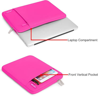 MOSISO Laptop Case 14 inch, 14 inch Laptop Sleeve Compatible with HP Lenovo Dell ASUS Acer, HP Stream, Dell Latitude, Lenovo IdeaPad, Polyester Vertical Computer Sleeve Bag with Pocket, Bright Rose