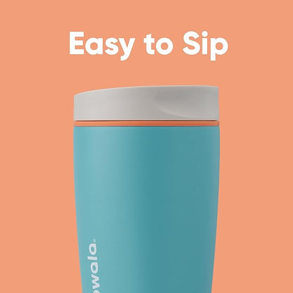 Owala SmoothSip Slider Insulated Stainless Steel Coffee Tumbler,Reusable Iced Coffee Cup,Hot-Coffee Travel Mug,BPA Free 20 oz,Grey/Blue (Beachy Breeze),(Pack of 8)