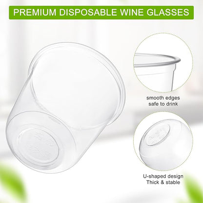 50 Pcs Disposable Stemless Glasses 12oz Crystal Plastic Wine Glasses Clear Classic Pet Cup for Meeting Weddings Birthdays Cocktail Christmas Party Supplies (Clear)