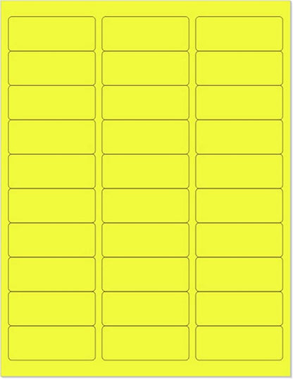 NextDayLabels - 8-1/2 x 11" Neon Color High Light Fluorescent Labels for Laser & Inkjet Printer (Yellow Fluorescent, 1" x 2-5/8" - 30 Per Page | 750 Labels)