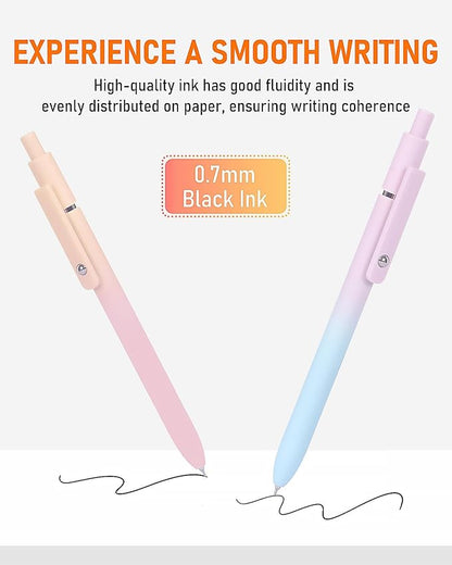 FIOVER Gel Pens, 5pcs Black Ink Medium Point 0.7mm Smooth Writing Pens with Comfort Grip, Aesthetic Ballpoint for Journaling School Office Supplies, Gifts for Women Men(5PCS Gradient Black Ink)