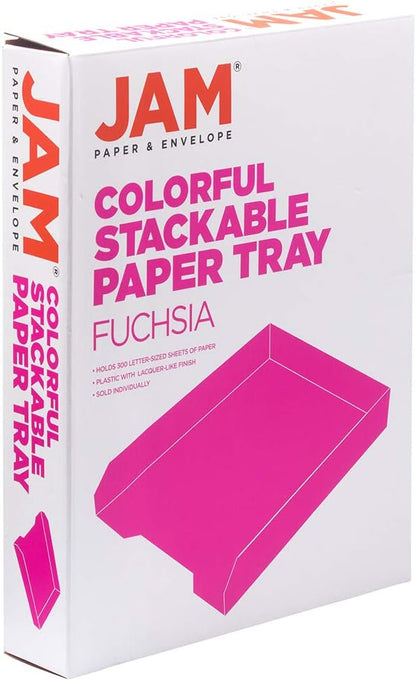 JAM PAPER Stackable Paper Trays - Pink - Desktop Document, Letter, & File Organizer Tray - Sold Individually