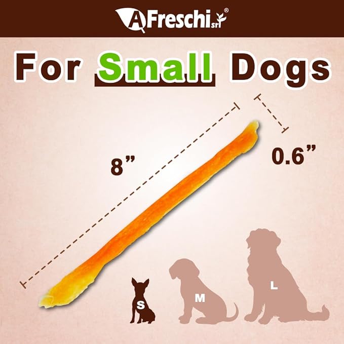 AFreschi Turkey Tendons for Dogs, USA-Sourced, Healthy Dog Treats, Rawhide-Free Puppy Chews, Long Lasting, All Natural, Hypoallergenic Dog Treats for Small Breeds, 10 Pack Box Strips