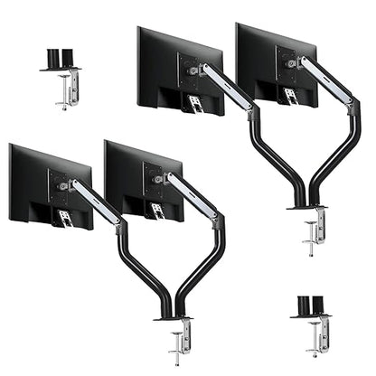 Lyngins 2 Pack Dual Monitor Desk for 15 to 27 Inch Screens Computer Dual Monitor Stand for Desk, VESA Mounting Holes 75 and 100mm, Stand Up to 26.4lbs Monitor Wall Mount, Black