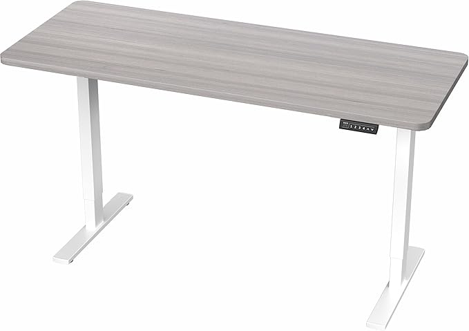 VIVO Electric 60 x 24 in Standing Desk, Memory Height Adjustment, 1B Series, One-Piece Dark Gray Top, White Frame, DESK-KIT-1W6G