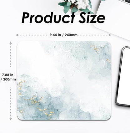 Square Mouse Pad with Stitched Edge, Premium Mousepad Washable Cloth. Computer Mouse Pad with Non-Slip Rubber Base, Mouse Pads for Computers Laptop Mouse 9.25x7.75x0.12 inch-Cyan Marble