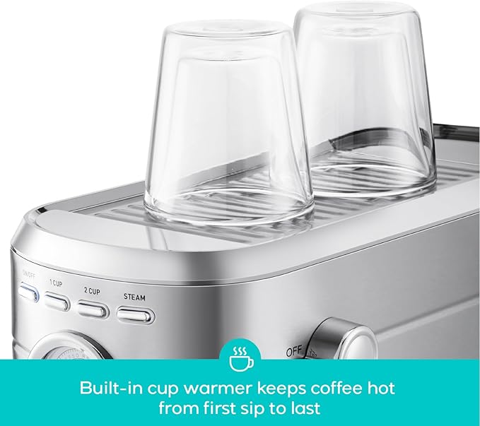CASABREWS CM5418 Espresso Machine 20 Bar, Compact Espresso Maker with Steam Milk Frother, Stainless Steel Coffee Machine with 34oz Removable Water Tank for Cappuccino, Gift for Women or Men, Silver