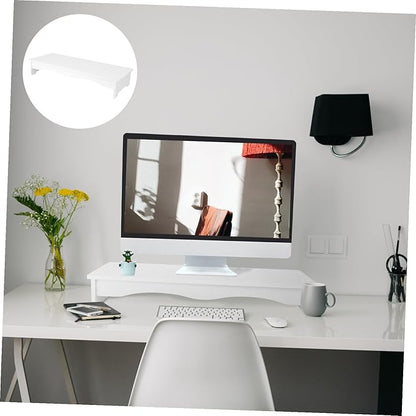 GALPADA Computer Monitor Heightened Stand with Keyboard Holder Desk Riser for Office and Home Use Ergonomic Screen Shelf with Strong Bearing Capacity Smooth Edges White Finish