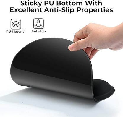 EooCoo Mouse Pad with Contoured Wrist Support to Stabilize Wrist and Relieve Pain, Large Ergonomic Mousepad with Gel Filling, Non Slip PU Base Smooth Lycra Surface for Office, Home