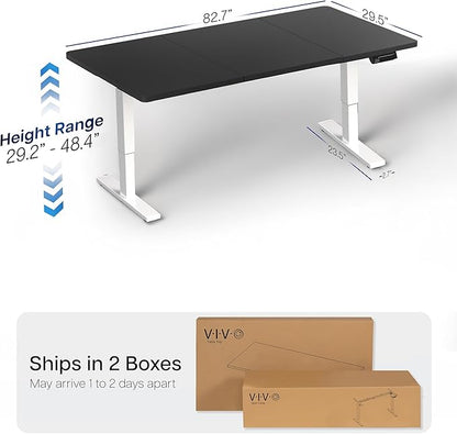 VIVO Large Electric 83 x 30 in Standing Desk, Memory Height Adjustment, 1B Series, Black Top White Frame, DESK-KIT-1W8B