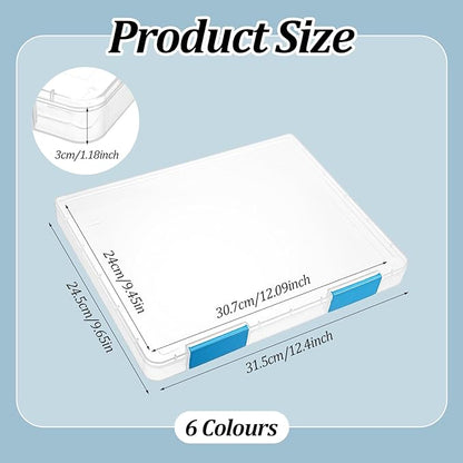 6 Pcs Clear A4 File Box Document Plastic Storage Box Paper Plastic Case Board Game Storage Containers Magazine Protector File Holder with Buckle (Colorful,12.4 x 9.65 x 1.18 Inches) ﻿