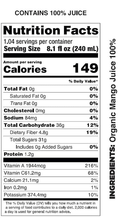 Pomona Organic Juices Pure Mango Juice, 8.4 Ounce Bottle (Pack of 12), Cold Pressed Organic Juice, Non-GMO, No Sugar Added, Not from Concentrate, Gluten Free, Kosher Certified, Preservative Free