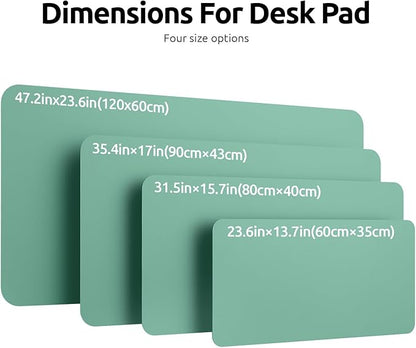 YSAGi Leather Desk Protector, Office Mat, Large Mouse Mat, Non-Slip PU Leather Blotter, Laptop Desk Pad, Waterproof Writing Pad for Office and Home (Green-Blue, 23.6" x 13.8")