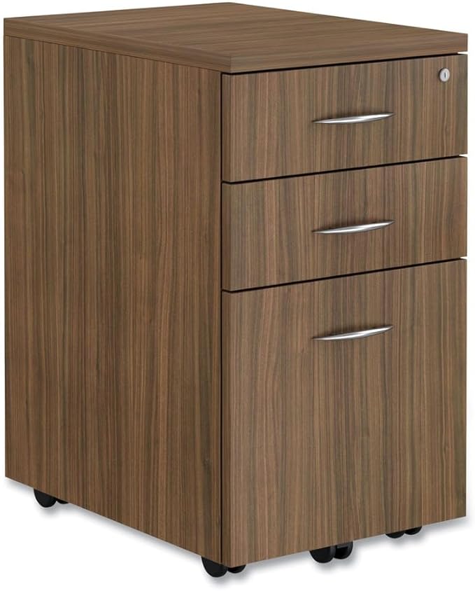 Alera Alera Valencia Series Mobile Pedestal File, Left/Right, 3-Drawer: Box/Box/File, Legal/Letter, Walnut, 15.88 X 20.5 X 28.38