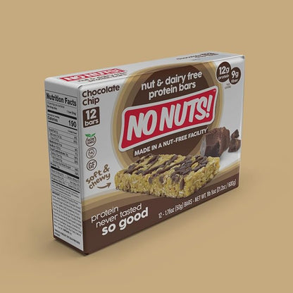 No Nuts! 100% Nut Free Dairy Free Vegan Protein Bars, Chocolate Chip, Organic, Kosher, Egg-Free, Non-Gmo & Dairy-Free Protein Bars