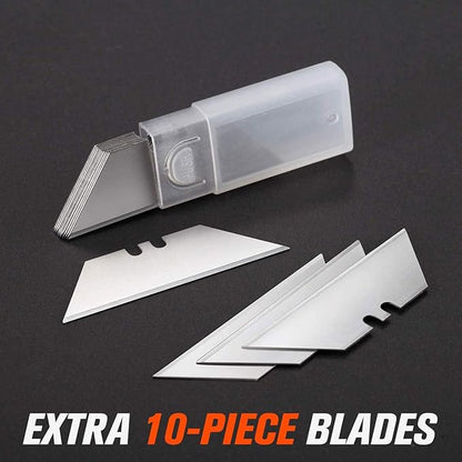 REXBETI 4-Pack Utility Knife, Heavy Duty Aluminum Shell Retractable Box Cutter for Cartons, Cardboard and Boxes, Extra 10 Blades Included