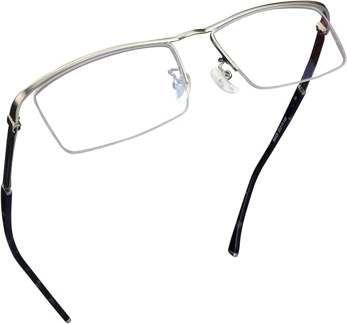 LifeArt Blue Light Blocking Glasses, Anti Eyestrain, Computer Reading Glasses, Gaming Glasses, TV Glasses for Women Men, Stylish Unisex Alloy Square Frame (Silver, +1.75 Magnification)