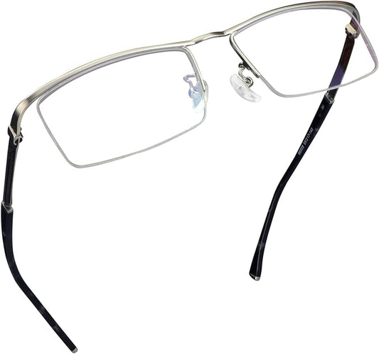 LifeArt Blue Light Blocking Glasses, Anti Eyestrain, Computer Reading Glasses, Gaming Glasses, TV Glasses for Women Men, Stylish Unisex Alloy Square Frame (Silver, +3.00 Magnification)