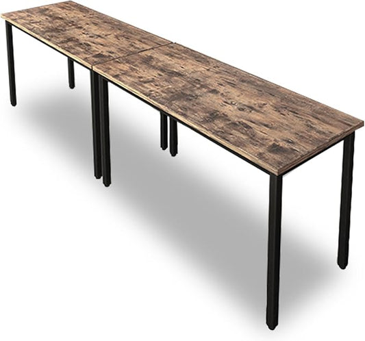Bonzy Home Conference Tables 8ft Office Computer Desk for Meeting Room Study Writing Printer Podcast Table for 4-8 People Rustic Brown 2PCS 94.4"x23.6"x29.5"