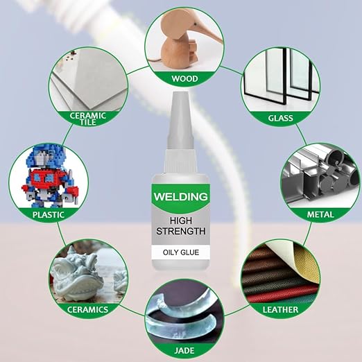 3 PCS Welding High-Strength Oily Glue, 2026 Upgraded Welding Super Glue Gel Instant Adhesive, Strong Fast Drying Glue Universal Super Glue for Metal, Plastic, Wood, Glass, Ceramic, Leather (50 Grams)