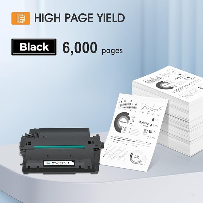 CE255A 55A Black Toner Cartridge P3015 55X CE255X M521dn Compatible for HP Laserjet P3015 Toner Cartridge Black for HP P3011 P3015d P3015x P3015dn P3016 Pro 500 MFP M521dn M521dw M521 Printer (2-Pack)