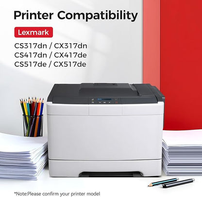 71B10K0 71B10C0 71B10M0 71B10Y0 Toner Cartridge Set 4-Pack Replacement Compatible with Lexmark CS317dn CX317dn CS417dn CX417de CS517de CX517de Laser Printer Ink All-in-One Black Cyan Magenta Yellow