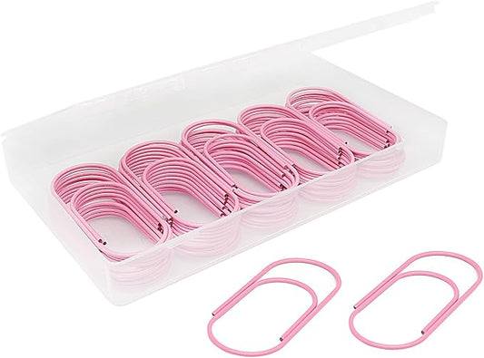 Pink Jumbo Paper Clips, Large, Non-Skid and Smooth, 50 Clips/Box