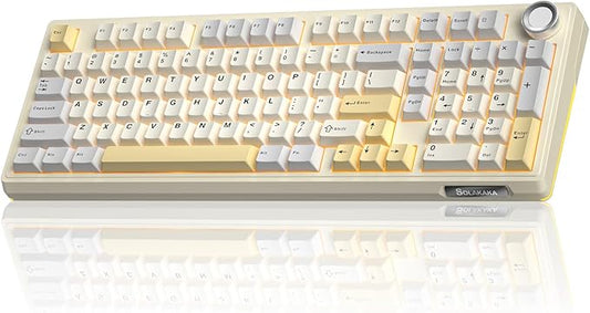 SOLAKAKA KI99 Pro 96% Wireless Mechanical Keyboard, RGB Gaming Keyboard, Hot-Swappable Pre-Lubed Switches, Gasket Structure Creamy Keyboards (Beige-White, Non-Silent Version)
