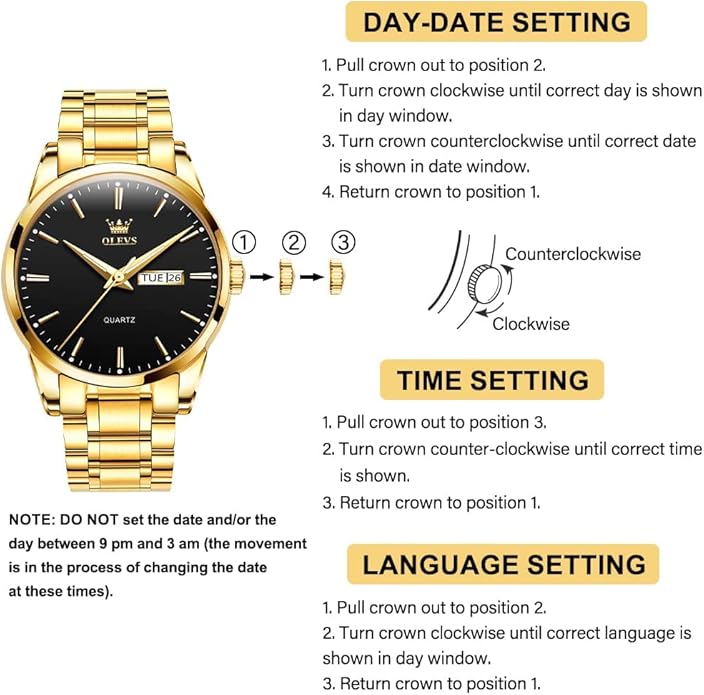 OLEVS Men's Luxury Watch Waterproof Luminous Easy Read Chronograph Watches Full Gold/White Dail/Black Face with Calendar Wristwatch