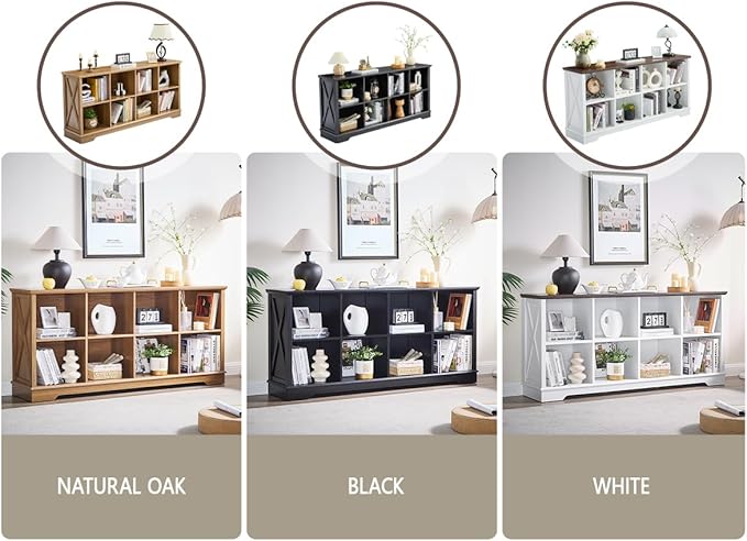 Book Shelf, 8 Cube Storage Organizer, 2-Tier Open Shelf Wooden Bookcase, Freestanding Wood Cube Storage Bookshelf for Bedroom, Living Room, Home Office (Black)