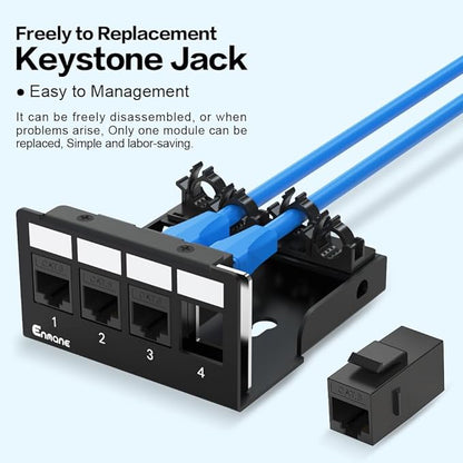 4 Port Patch Panel CAT6 Keystone Patch Panel (EC Listed) UTP Network for Home/Office (1U 4Port, CAT6)