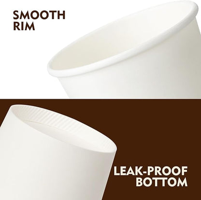 YEEHAW 8 oz 500 Pack Disposable Paper Coffee Cups, White Hot Drinking Cups for Hot Coffee, Hot Liquid, Ideal for Cafes, Bistros, Businesses and Family