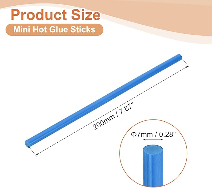 uxcell 8 Pcs Mini Hot Glue Sticks, 0.28" Dia x 7.87" Long EVA Glue Gun Sticks, Blue Mini Hot Melt Glue Sticks for DIY Craft Sticky Projects