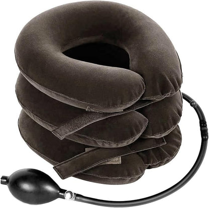 Cervical Neck Traction Device for Instant Neck Pain Relief - Inflatable & Adjustable Neck Stretcher Neck Support Brace, Neck Traction Pillow for Home Use Neck Decompression (Classic Gray)