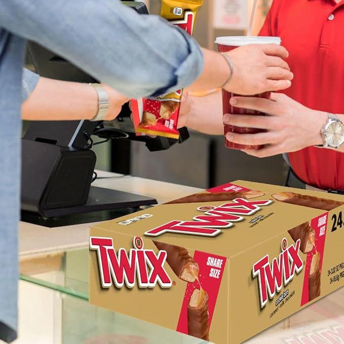 TWIX Caramel Chocolate Cookie Candy Bar Bulk Pack, Share Size, 3.02 oz Bar (Pack of 24)