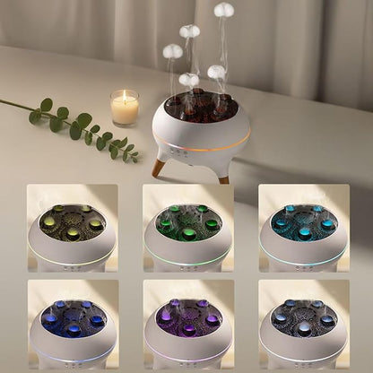 Mushroom Cloud Humidifier, Aromatherapy Essential Oil Diffuser with Sound-Activated Mode, 7-Smoke Modes Jelly Fog & Color LED, Large Water Tank with Auto-Shutoff, for Home Bedroom Office Yoga Studio