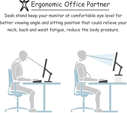 Corner Monitor Stand Cut Triangle Computer Stand for Desk, White Corner Monitor Riser with Storage, Office Desktop Wood Shelf Underneath for Keyboard Mouse, 36655