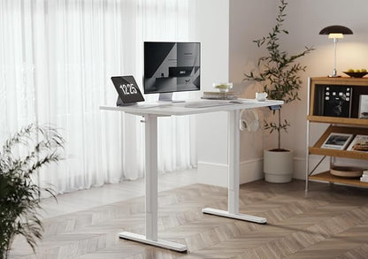 YDN Standing Desk, Electric Adjustable Height 48 Inchs Stand up Desk, Sit Stand Home Office Desk with Splice Board, White Top