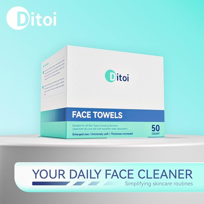 Ditoi Disposable Face Towels,Ultra Thick Face Towelettes XL, Lint-Free Facial Wipes for Makeup Removal & Gentle Skin Care,10"×12",150 Count (3 Pack),Pearl-textured