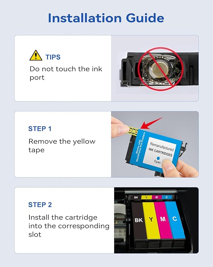 Latest Chip Remanufactured Ink Cartridges Replacement for Epson 822XL 822 XL Ink Cartridges Combo Pack Works with Workforce Pro WF-3820, WF-3823, WF-4820, WF-4830, WF-4833, WF-4834 Printers (4-Pack)