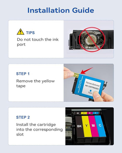 Latest Chip Remanufactured Ink Cartridges Replacement for Epson 822XL 822 XL Ink Cartridges Combo Pack Works with Workforce Pro WF-3820, WF-3823, WF-4820, WF-4830, WF-4833, WF-4834 Printers (4-Pack)