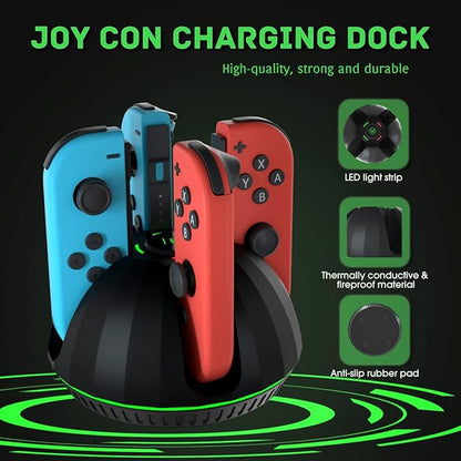 Switch Controller Charging Dock for Nintendo OLED Joycon, Charger Station with Switch 1 JoyCon, 4 in 1 Joycon Charging Dock for Joy Con with LED Indication and USB Type-C Charger Cable