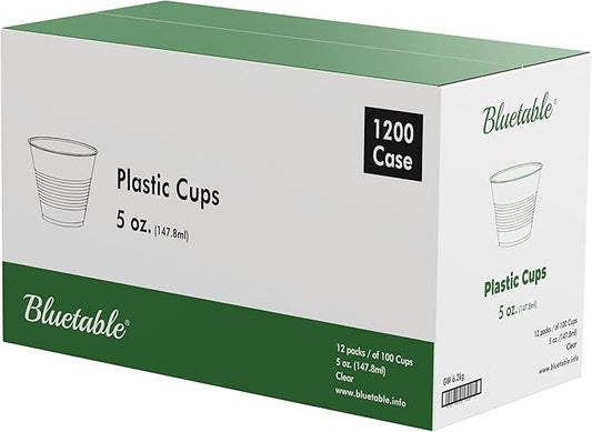 Bluetable 5 oz Cups Disposable Plastic Bulk 1200 Case – Small Medicine Cups 5 Ounce Bathroom Cups Translucent cup 5 oz. Water Dispenser Clear Drinking Cup [1200 Pack/Case]