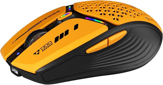 Uciefy Bluetooth Wireless Mouse, (BT5.0/5.1+2.4GHz) USB C Rechargeable LED Mouse Battery Level Visible, Honeycomb Magnetic Shell Cover with USB Receiver & Type-C Adapter for Laptop/PC/Mac/iPad -Orange