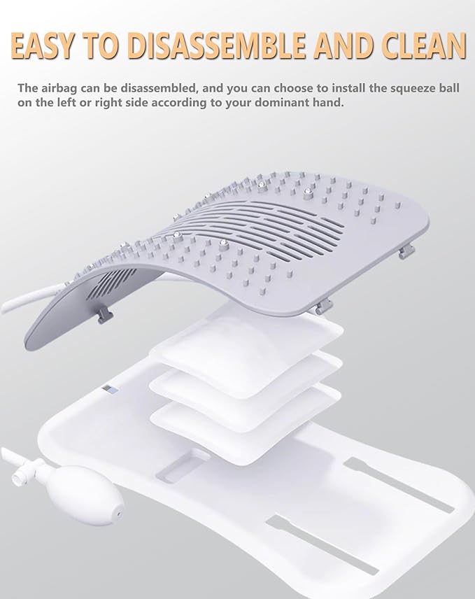 Manual Advanced Back Stretcher for Lower Back Pain Relief with Acupressure Nodes, Manual Adjustable Lumbar Traction Device for Spinal Decompression&Posture Corrector