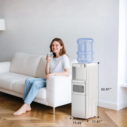 Antarctic Star 3-in-1 Hot and Cold Water Cooler Dispenser with Built-in Ice Maker, for 3 to 5 Gallon Bottle Water Dispenser，with Child Safety Lock，White