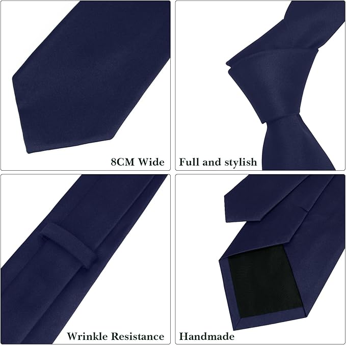 Men's Ties Solid Pure Color 3.15" (8CM) Necktie Plain Formal Business Wedding Black Ties For Men