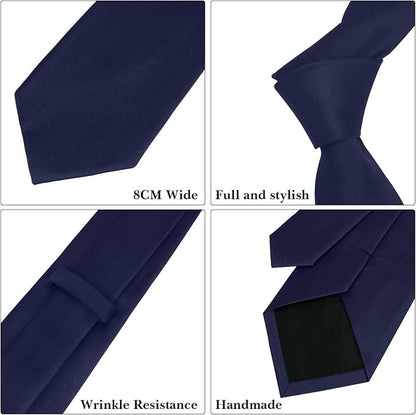 Men's Ties Solid Pure Color 3.15" (8CM) Necktie Plain Formal Business Wedding Black Ties For Men
